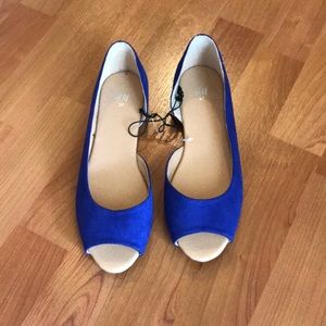 Blue Suede-Like Flats
